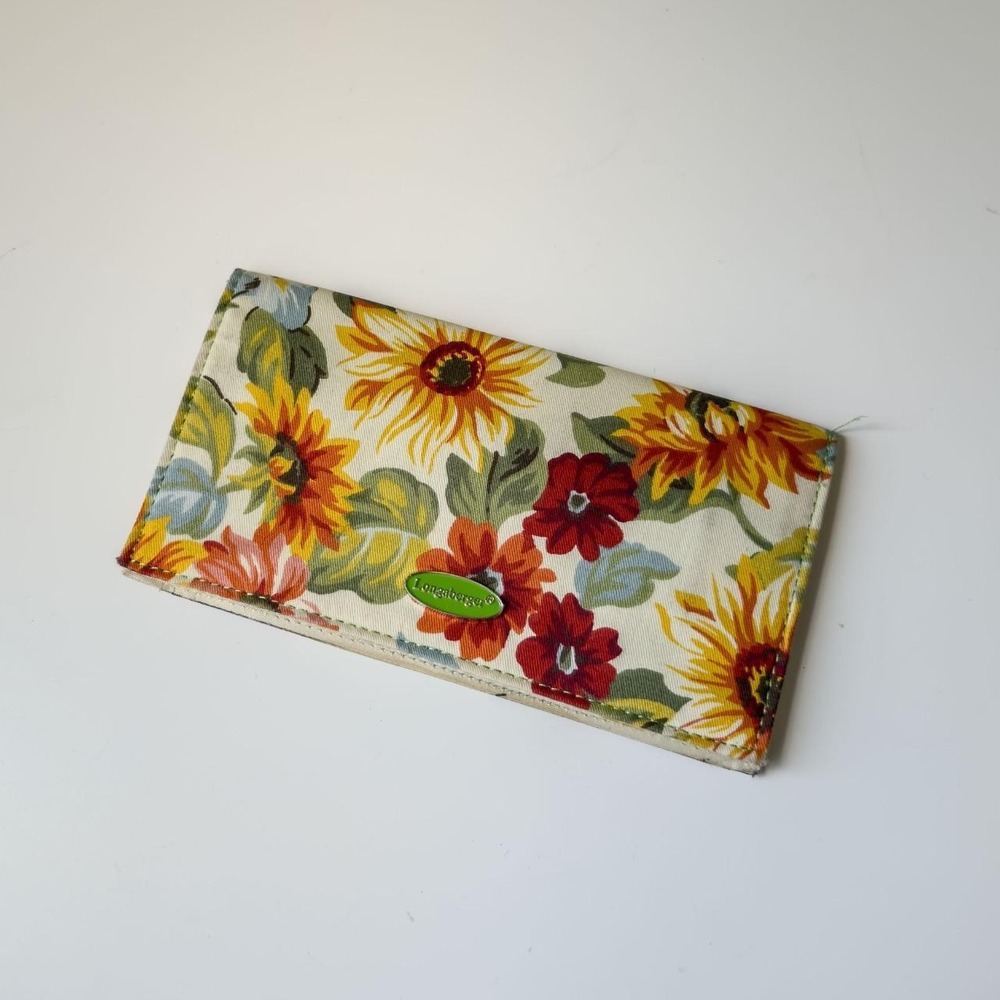 Boho Vintage Longaberger Cottage Floral Fabric Checkbook Wallet